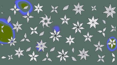 Renkli Bahar Teması eskiz kalıbı. Düz Çiçek Elementleri Tasarımı. Parlak arkaplan eskiz desenli çiçekli fantezi tasarımı.