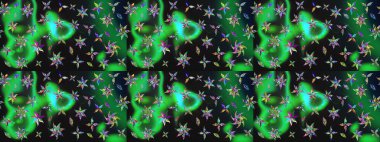 Taslak dekoratif arka plan, çiçek mandala. Çiçek. Raster illüstrasyonu. Yeşil ve gri renklerde.