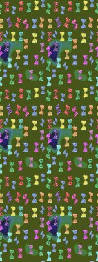 Raster illüstrasyonu. Yeşil ve nötr arkaplandaki suluboya kelebekler. Erkekler, kızlar, elbiseler, duvar kağıtları için soyut çizim kalıbı. Fantezi sevimli illüstrasyon.