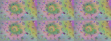 Tarafsız ve yeşil renklerde parlak çiçekli halı deseni.