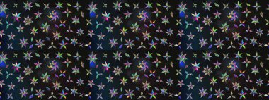 Gri ve mavi renkte çiçekler. Raster illüstrasyonunda çiçek deseni çizimi.