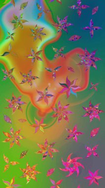 Gömlek baskısı için çiçek boyası. Çiçek desenli eskiz. Yeşil ve mavi renkte çiçekler.