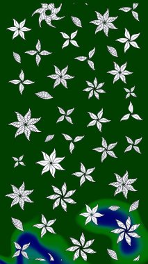 Çiçeksel elementlerle süslenmiş zarif raster dokusu. Parlak çiçekli yeşil renkler üzerine soyut çizim deseni. Küçük çiçekte şirin bir çiçek deseni var..