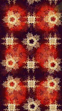 Yeni yıl kar tanesi. Düz kar karalama ikonları, yılbaşı afişi için kar taneleri silueti, kartlar. Kahverengi, kırmızı ve turuncu renkler üzerine şirin soyut kar tanesi raster tasarımı.