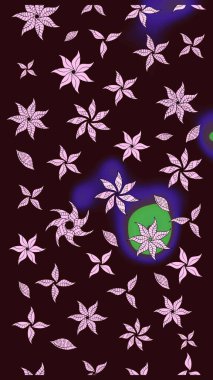 Çiçekli karalama şeklinde Raster çiçek deseni. Raster illüstrasyonu. Nazikçe, yaz çiçekleri kahverengi renklerde.