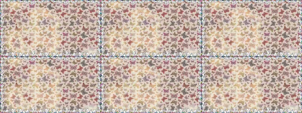 Duvar kağıdı için böcek dokusunun tekrarı. Raster illüstrasyonu. Gri, nötr ve bej üzerine leke sürülmüş oldukça pürüzsüz bir kelebek dokusu. Bahar Kelebeği şirin tema.