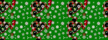 Raster çiçek desenli çiçek deseni, yapraklar, dekoratif elementler, sıçrama, lekeler, el çizimi kontur çizgileri ve Doodle çizim stili, grafik raster çizim çizimi.