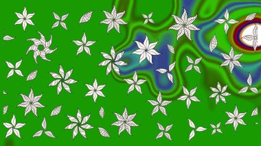 Yeşil ve nötr renklerde çiçekler. Raster düz çiçek çizim deseni. Tasarım hediye paketi, tebrik kartları, posterler ve afiş tasarımı.