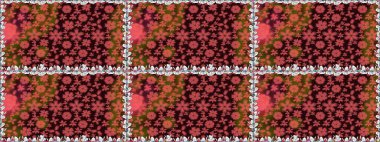 Düz Çiçek Elementleri Tasarımı. Kahverengi renkli çiçekler. Renkli Bahar Temalı Kusursuz Arkaplan. Çiçeksiz desenli arka plan, yaz çiçekleri..