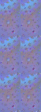 Güzel kumaş deseni. Bahar çiçekleriyle güzel bir çiçek deseni çizmişsin. Raster illüstrasyonu.