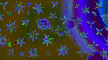 Çiçek arkaplan. - Kahverengi ve mavi çiçekler. Çiçek kolajı. Çiçek kompozisyonu. Doğa. Raster deseni. Küçük çiçekte güzel desen var..
