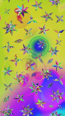 Güzel kumaş deseni. Düz Çiçek Elementleri Tasarımı. Asya tekstil tarzında. Çiçek desenli çizim. Raster illüstrasyonu. Renkli Bahar Teması çizim şablonu.