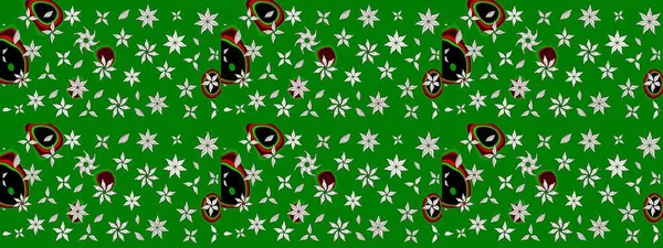 Raster illüstrasyonu. Çiçek desenli eskiz, darbeler, sıçramalar, yaz çiçekleri. Yeşil renkte çiçekler.