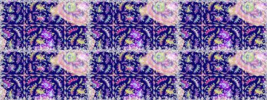 Güzel kumaş deseni. Raster illüstrasyonu. Raster illüstrasyonunda kusursuz çiçek deseni. Mavi renklerde.