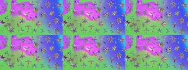 Karalama çiçekleri çizim kalıbı. Raster deseni. Violet ve yeşil el çizimi desen. Sanat ilham verici ve yeşil stil çiçekler ve arka plan bırakır.