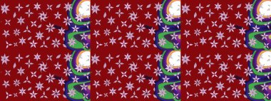 Raster çiçek izi. Klasik taslak çizimi. Çiçek kırmızısı çizim deseni.