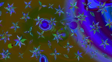 Üzerinde gelincikler ve vadi zambakları olan renkli çiçek desenli nakış deseni. Tekstil tasarımı için kahverengi renkli geleneksel halk çiçekleri buketi.