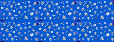 Çiçekler. Vadinin çiçekleri mavi ve nötr renklerde. Soyut etnik raster çizim kalıbı.