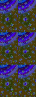 Doğal kozmetik ürünleri, parfüm, çiçekçi dükkanı için bahar ihalesi tasarımı. Kahverengi ve mavi lale çiçekli Raster eskiz deseni. Paket kağıdı için en iyisi. Karşılama ya da düğün geçmişi olarak kullanılabilir.