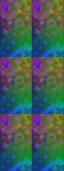 Renkli çizim kalıbı. Çiçek arkaplan. Çiçek duvar kâğıdı. Raster illüstrasyonu. Yeşil ve mavi renkli şirin tekstil.