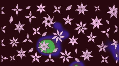 Çiçekli karalama şeklinde Raster çiçek deseni. Raster illüstrasyonu. Nazikçe, yaz çiçekleri kahverengi renklerde.