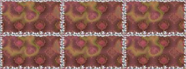 Süslü kumaş deseni. Raster illüstrasyonunda kusursuz çiçek deseni. Renkli Bahar Temalı Kusursuz Arkaplan. Düz Çiçek Elementleri Tasarımı.