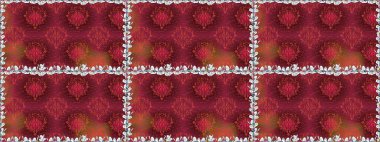 Kırmızı renklerde çiçek desenleri, el yapımı papatyalar, papatyalar. Tekrar eden çiçek arkaplanı, zarif kırmızı çiçek duvar kağıdı.