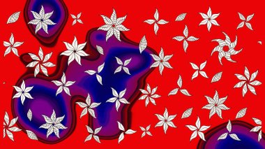 Tropik çiçekler. Gömlek, arka plan modelini çiz. Kırmızı renkte çiçekler.