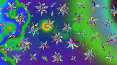 Parlak renkli çiçekli ve yeşil yapraklı harika bir çiçek deseni. Modern çiçek arkaplanı. Moda baskıları için zarif bir şablon. Halk stili.