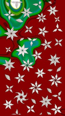 Çiçek desenli raster, kırmızı çizgi grafik desenli soyut raster arkaplan. Modern stil dokusu.