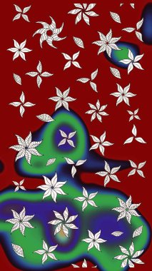 Güzel kumaş deseni. Raster suluboya deseni, narin çiçekler, kırmızı ve yeşil çiçekler, tebrik kartı şablonu..