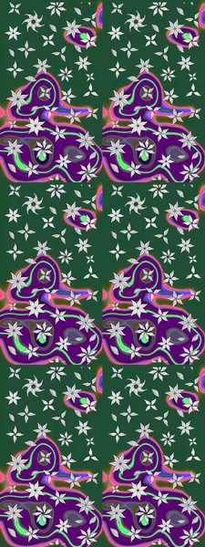 Yeşil renkte manzaralı çiçek deseni. Üst manzara, yumuşak stil. Sevgililer günü ve tebrik kartı konsepti için şık bir davetiye. Çiçek kompozisyonu, el boyası, hassas şablon..