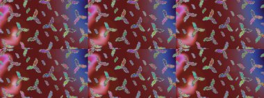 Kar taneleri koleksiyonu. Raster illüstrasyonu. Güzel bir kış süsü. Kırmızı, kahverengi ve mor kar tanelerinden izole edilmiş..