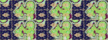 Barok tarzında duvar kâğıdı tasarımı için eskiz şablonu arka planı. Altın elementlerle yeşil renklerde altın desen. Süslü raster dekorasyonu.