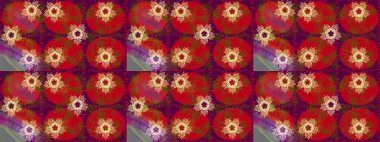 Çiçek Elementleri 'nin soyut geçmişi. Raster kış deseni. Kırmızı, mor ve kahverengi renkler üzerine tasarım. Raster illüstrasyonu.