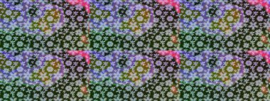 Yapraklı çiçekler ve kır renkli papatya çiçekleri. Raster - stok. Taslak arkaplan deseni.