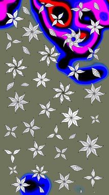 Çiçek ve yapraklı çiçek deseni. Raster illüstrasyonu. Küçük çiçekli şirin desen.