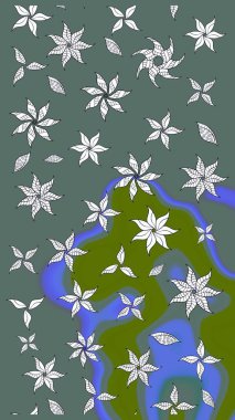 Raster illüstrasyonundaki çiçek desenli çizim. Tarafsız renklerde çiçekler.