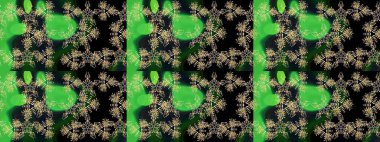 Noel yeşili, siyah ve gri. Sihirli yeşil, siyah ve gri tatil soyut arka plan yıldız ve düşen kar taneleri. Raster illüstrasyonu.