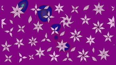Retro tekstil tasarım koleksiyonu. El çizimi çiçek unsurları olan soyut çizim raster deseni. Çiçekli ipek eşarp. Mor üstüne mor. 1950 'ler-1960' lar motifleri.