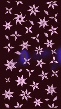 Dallı bahar çiçekleriyle desen, kahverengi renklerle çiçek siluetiyle desen. Raster deseni.