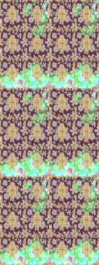 Kahverengi renklerde altın desenler ve altın elementler. İslam tasarımı. Çiçek kiremitleri. Eskiz desenli oryantal süs. Raster altın tekstil baskısı.