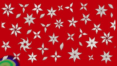 Sanat, çiçeklere ilham veriyor ve arka planda bırakıyor. Raster deseni. Kırmızı el çizilmiş desen. Karalama çiçekleri çizim deseni.