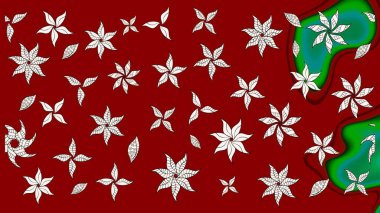 Raster Çiçek İllüstrasyonu 'nun şirin tekstili. Kırmızı ve nötr renklerdeki etnik çiçeklerle zarif bir eskiz..