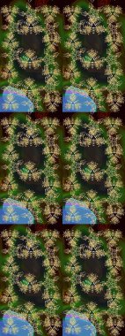 Raster illüstrasyonu. Renkli arka planda izole tatlı kar taneleri. Soyut mandala ya da tuhaf kar tanesi çizgisi sanat tasarımı.