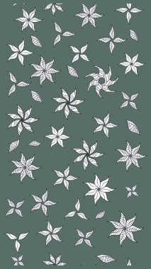 Düz Çiçek Elementleri Tasarımı. Güzel kumaş deseni. Çiçek desenli çizim. Renkli Bahar Teması eskiz kalıbı. Raster illüstrasyonu. Asya tekstil tarzında.