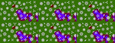 Düz Çiçek Elementleri Tasarımı. Raster. Renkli Bahar Teması çizim şablonu.