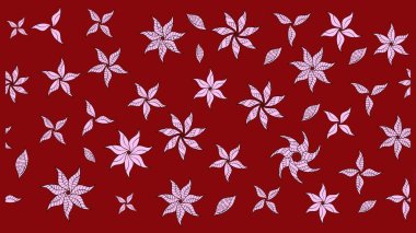 Hediye ambalaj kağıdı, tebrik kartları, posterler ve pankart tasarımı. Raster düz çiçek çizim deseni. Kırmızı renkte çiçekler.