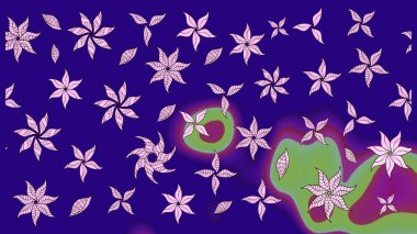 Yumuşak, mavi renkte bahar çiçekleri. Raster illüstrasyonu. Raster çiçek desenli ve çiçekli..