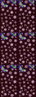 Kumaş desenli papatya çiçeği detayı. Kahverengi renkte çiçekler.